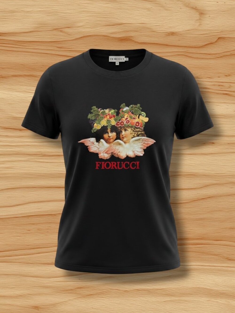 Fiorucci Black Beaded Citrus Angel Tassel Cotton Graphic Tee M